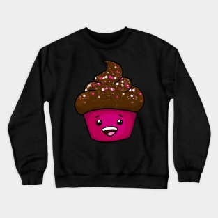 Chocolate Kawaii Cupcake with Sprinkles Crewneck Sweatshirt